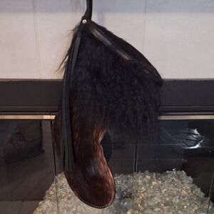 Black and Brown Fur-Trimmed Boot